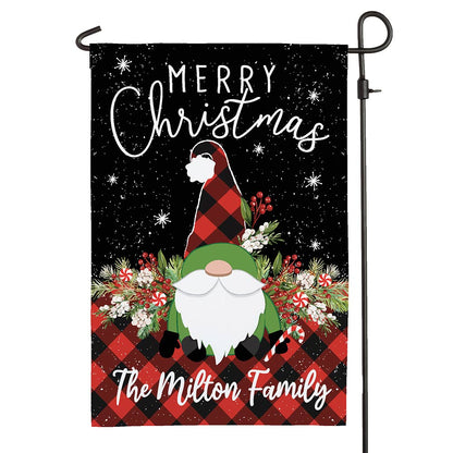 Personalized Gnome Buffalo Check Garden Flag