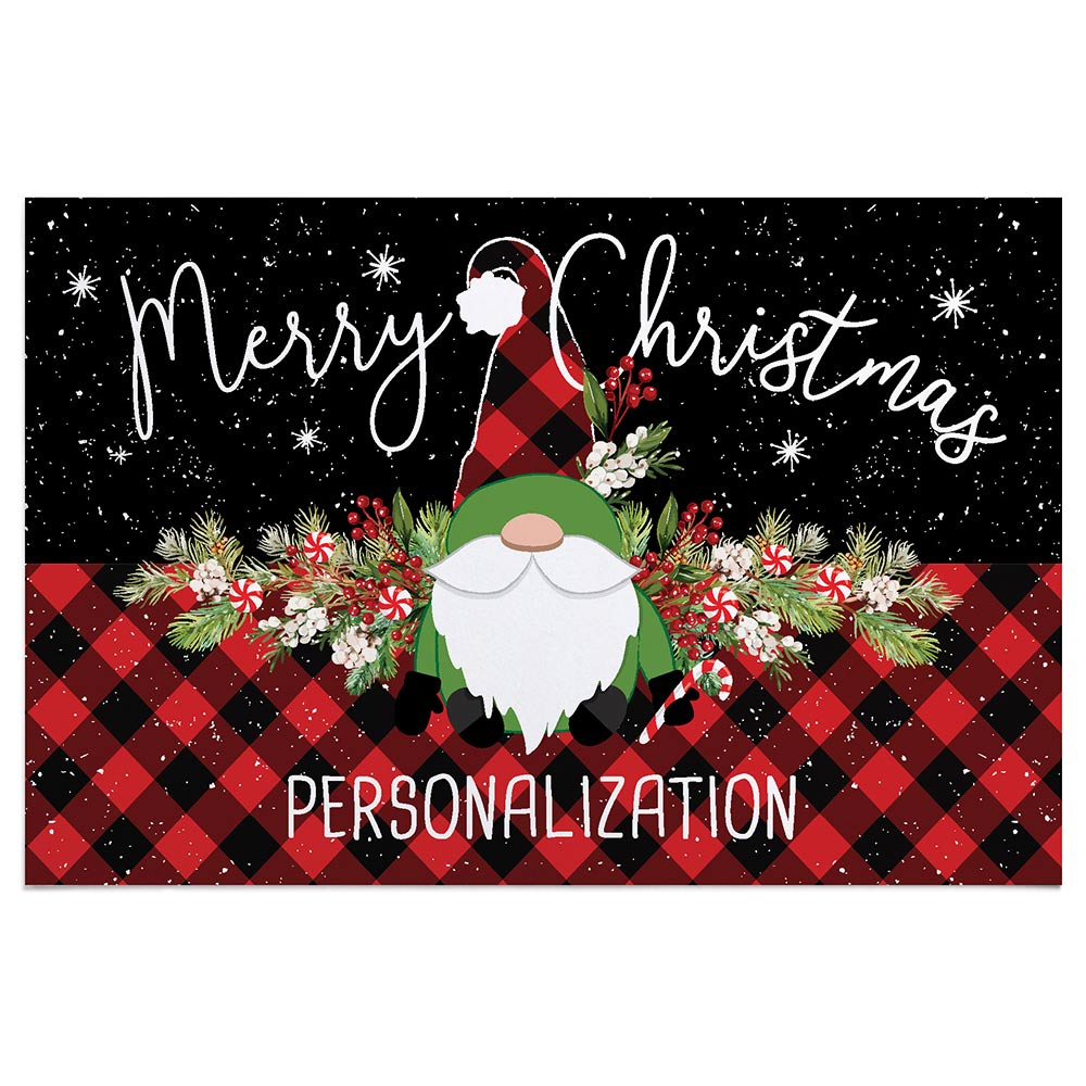 Personalized Gnome Buffalo Check Doormat
