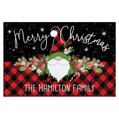 Personalized Gnome Buffalo Check Doormat