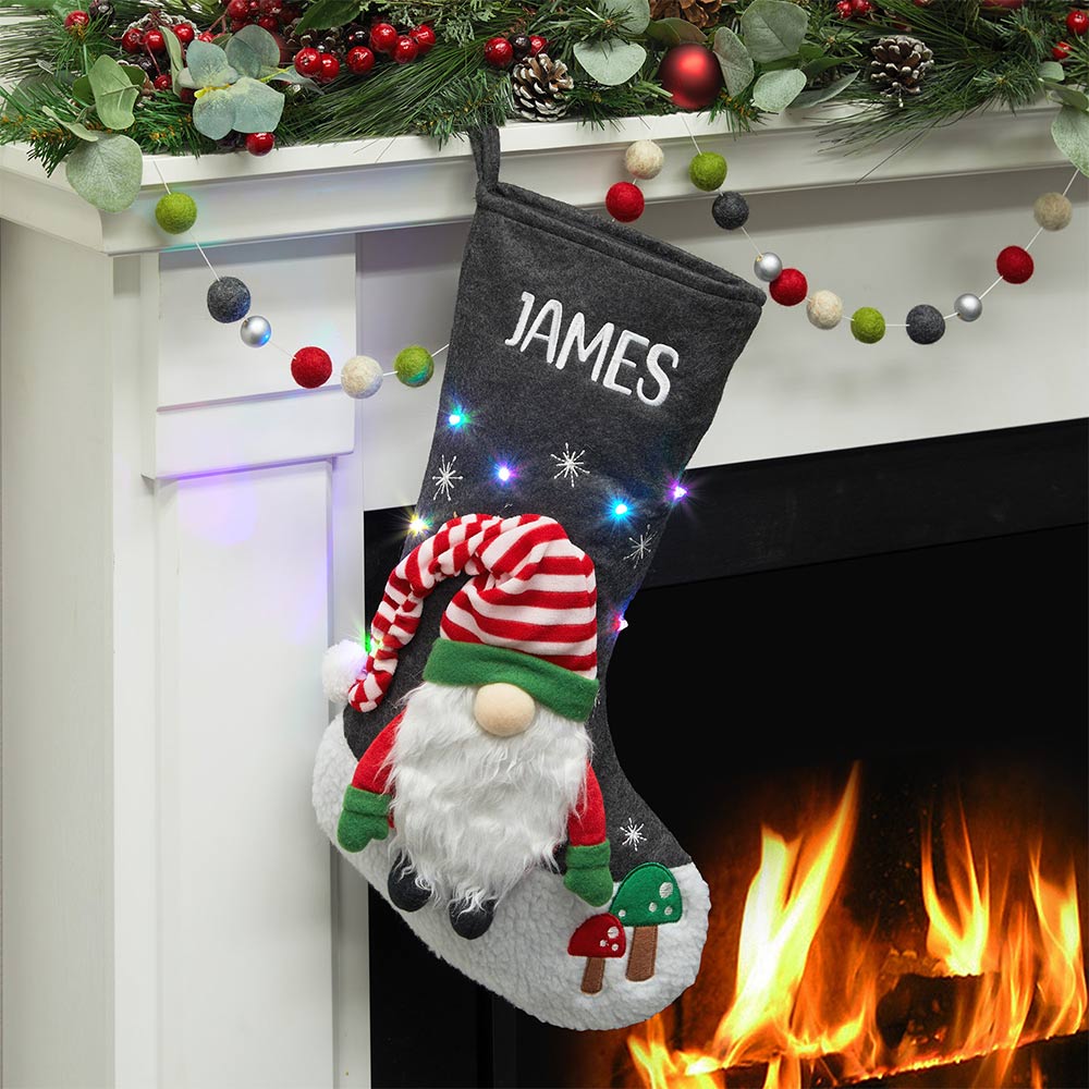 Personalized LED Gnome Stocking