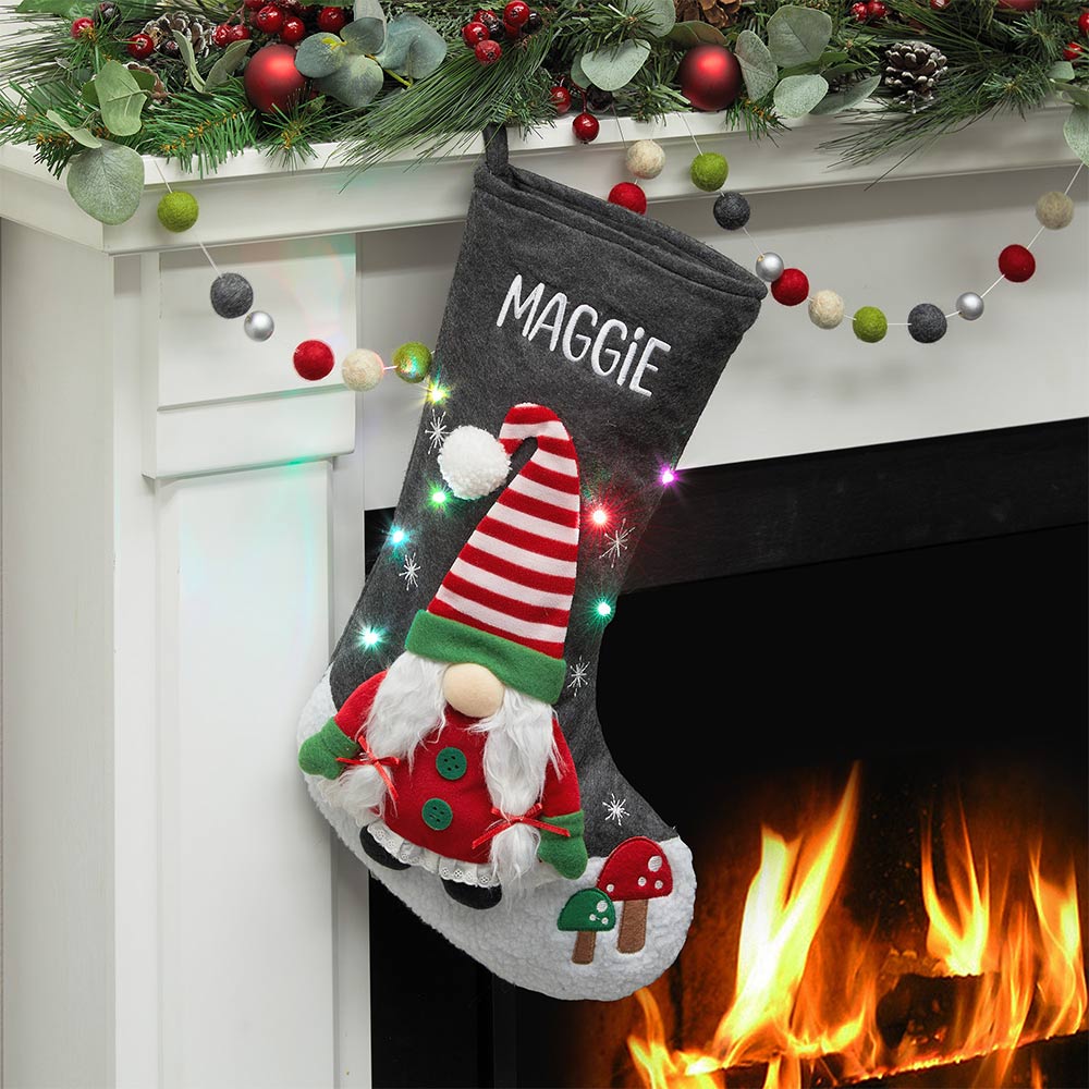 Personalized LED Gnome Stocking