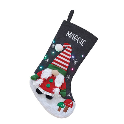 Personalized LED Gnome Stocking