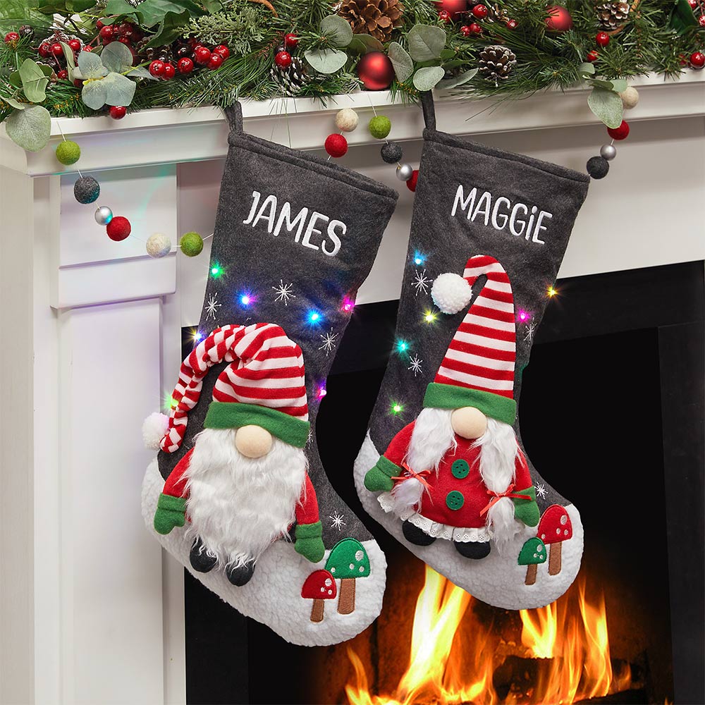 Personalized LED Gnome Stocking