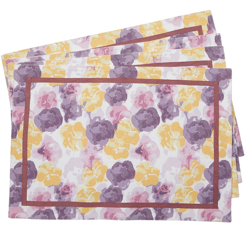 Painted Floral Set of 4 Placemats or Runner