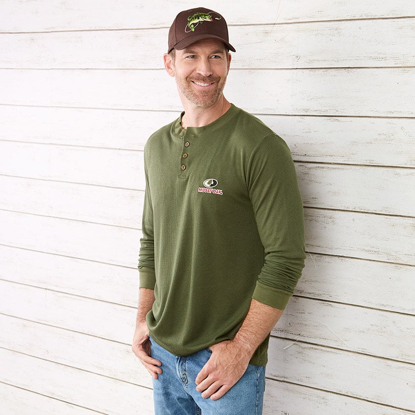 Men's Mossy Oak Long Sleeve Shirt with Buttons#select-color_olive