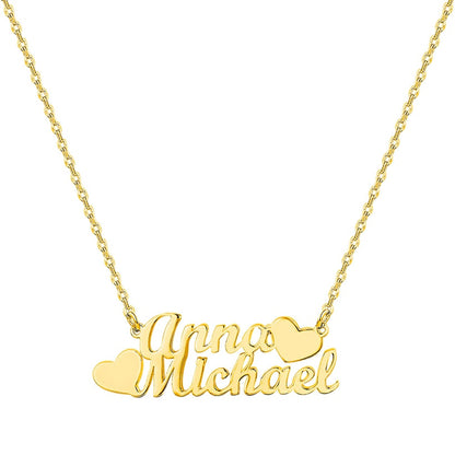 Personalized Couples Double Heart Pendant