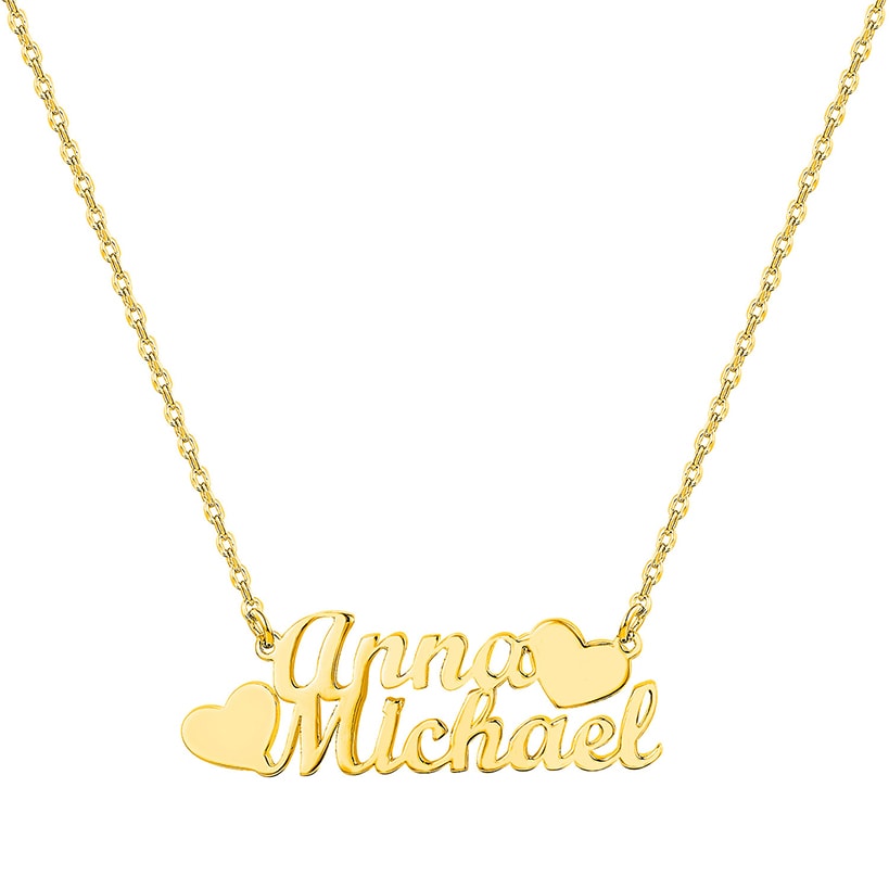 Personalized Couples Double Heart Pendant