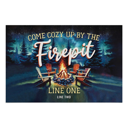 Personalized Cozy Fire Pit Thin Doormat