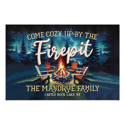 Personalized Cozy Fire Pit Thin Doormat