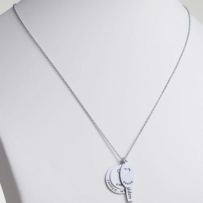 Personalized Family Name Cluster Necklace Stainless Steel