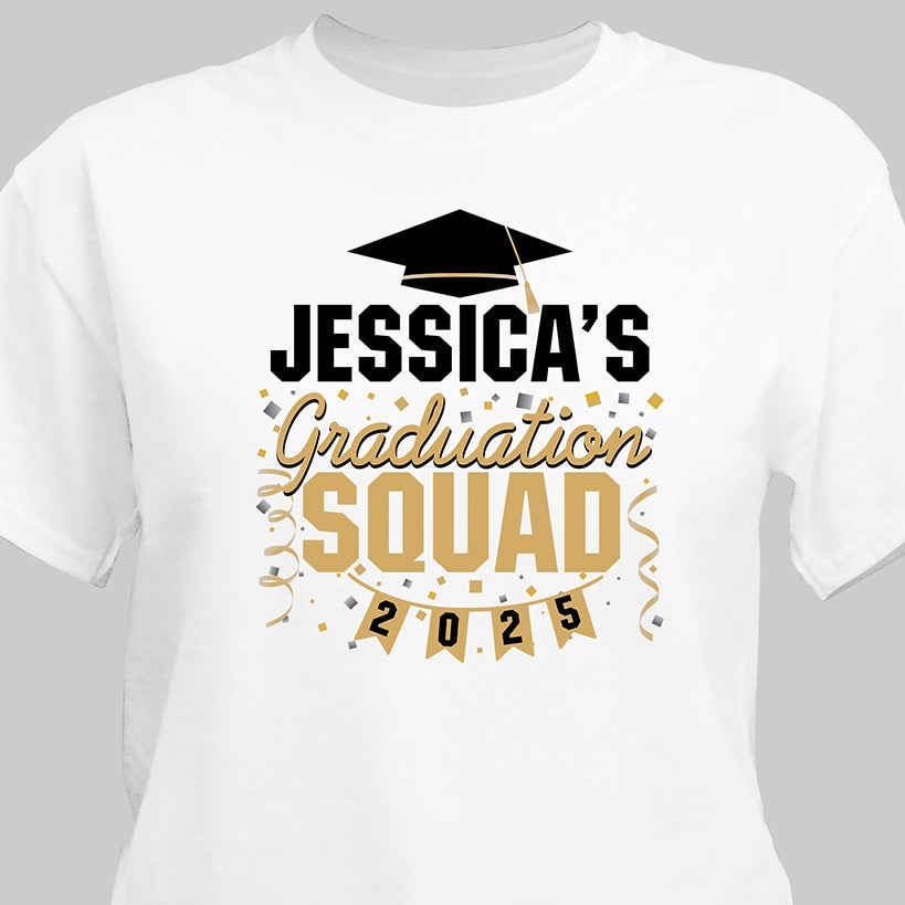 Personalized Graduation Squad with Confetti and Name T-Shirt