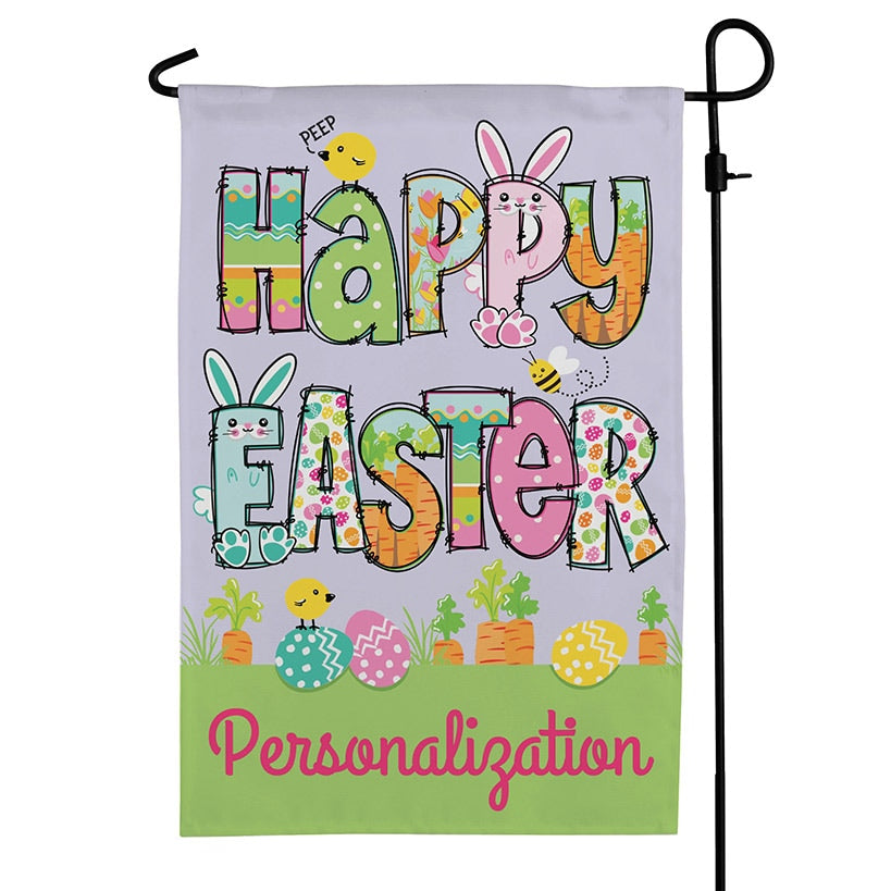 Personalized Happy Easter Cheerful Garden Flag