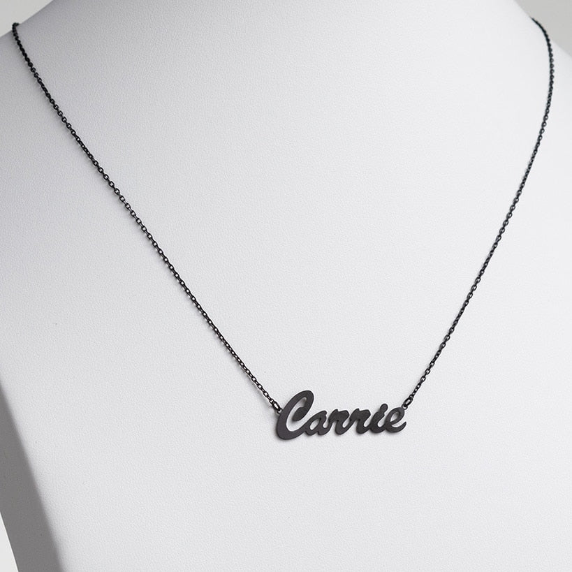 Personalized Hollywood Script Women's Nameplate Necklace#select-color_black