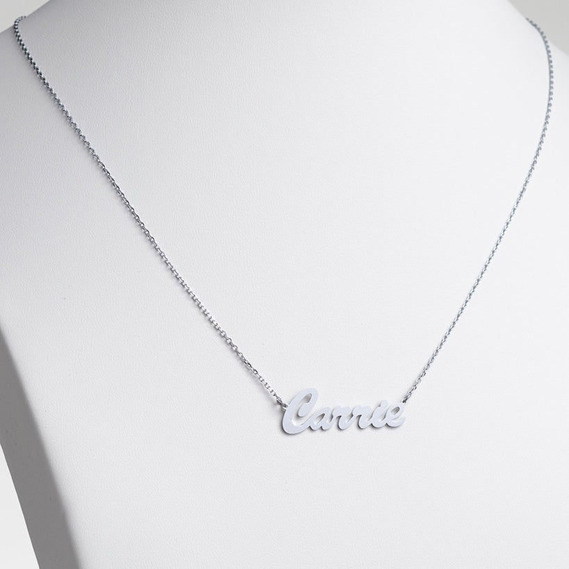 Personalized Hollywood Script Women's Nameplate Necklace#select-color_silver