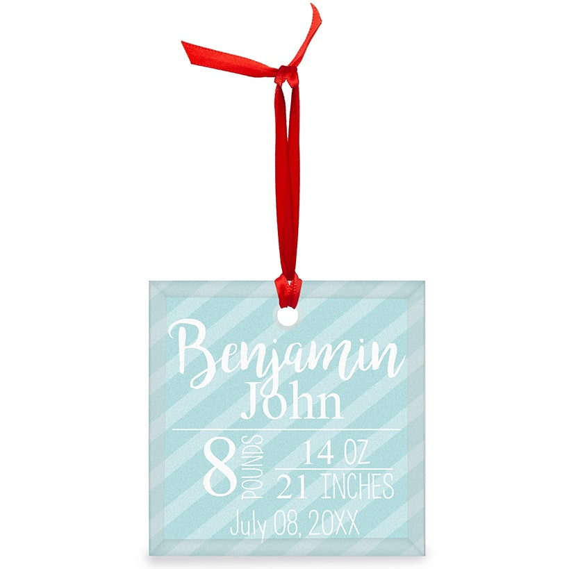 Personalized Glass Ornament Boy Announcement