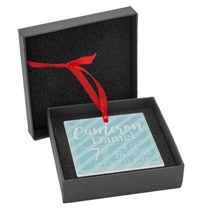 Personalized Glass Ornament Boy Announcement
