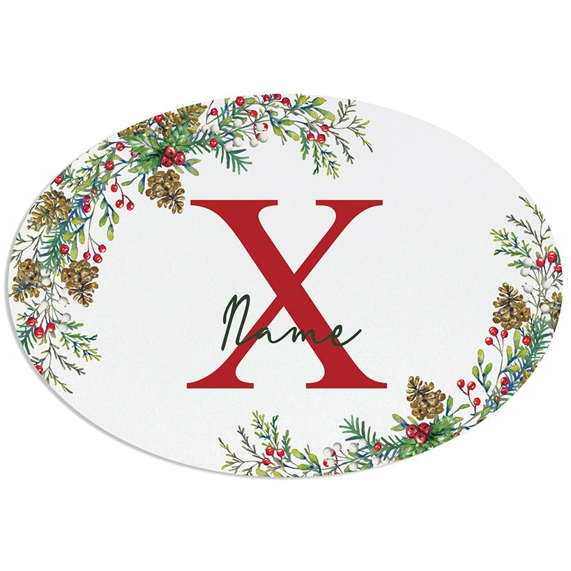 Personalized Christmas Pine Wreath Door Hanger or Metal Plaque#select-item_oval-metal-plaque