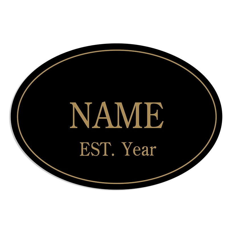 Personalized Family Name Black and Gold Wreath Hanger or Oval Plaque#select-item_oval-metal-plaque