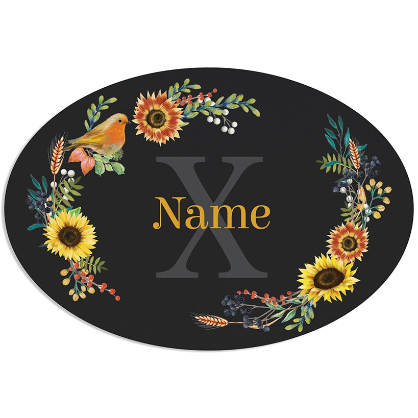 Personalized Fall Floral Name & Initial Wreath Hanger or Oval Metal Plaque#select-item_oval-metal-plaque