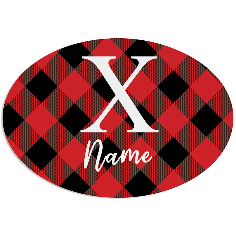 Personalized Buffalo Check Name & Initial Wreath Hanger or Oval Plaque#select-item_oval-metal-plaque