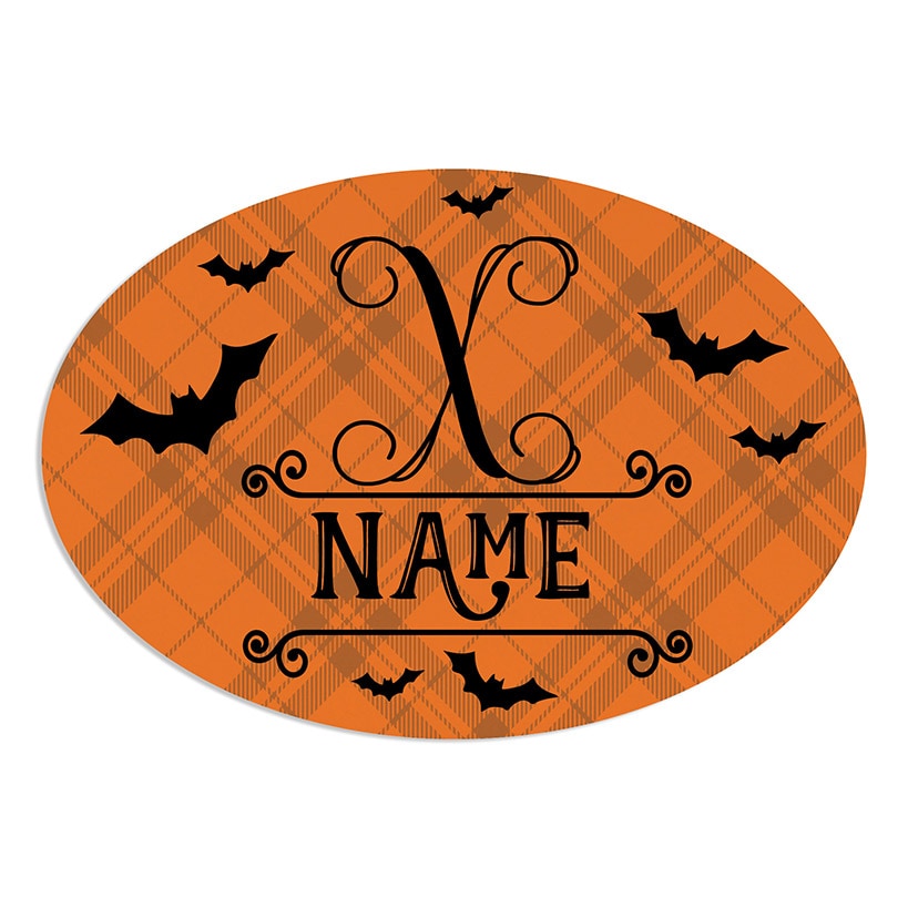 Personalized Halloween Bats Door Wreath Hanger or Oval Metal Plaque#select-item_oval-metal-plaque