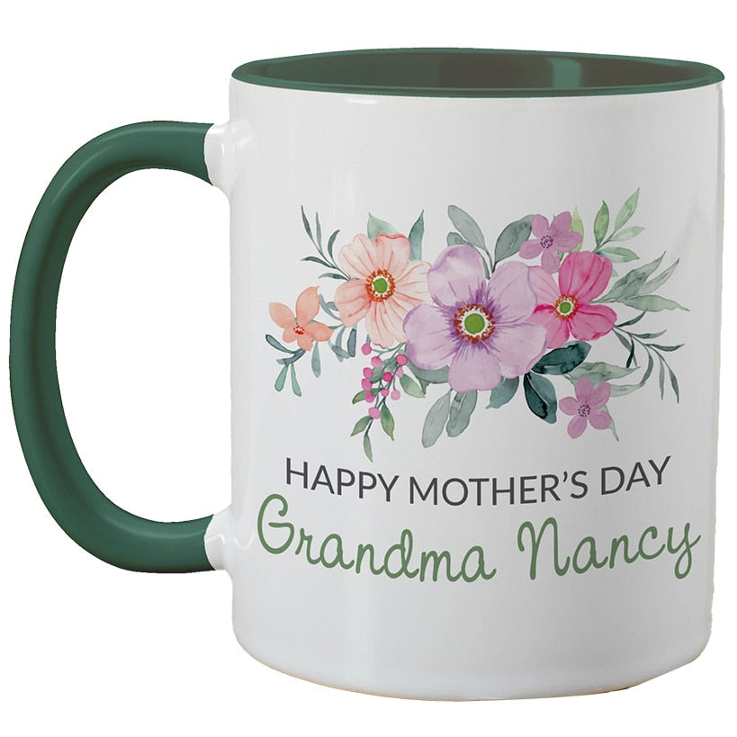 Personalized Watercolor Spring Floral Mug
