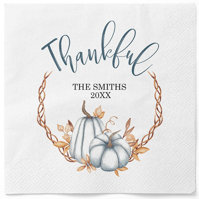 Personalized Thanksgiving Thankful Napkins#select-count_100-ct.