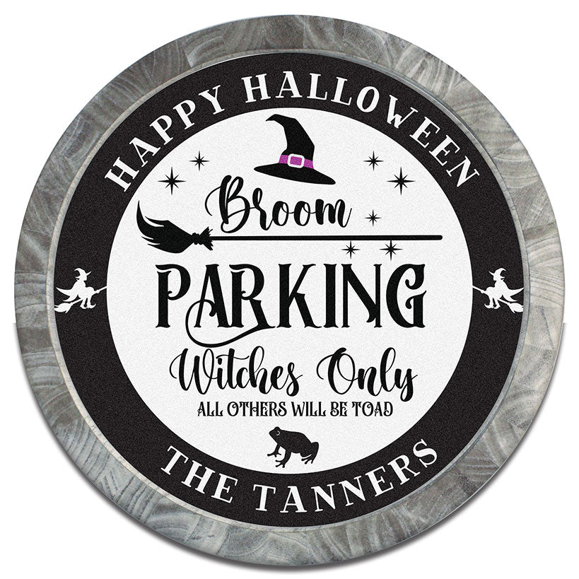 Personalized Halloween Broom Parking Wall Sign