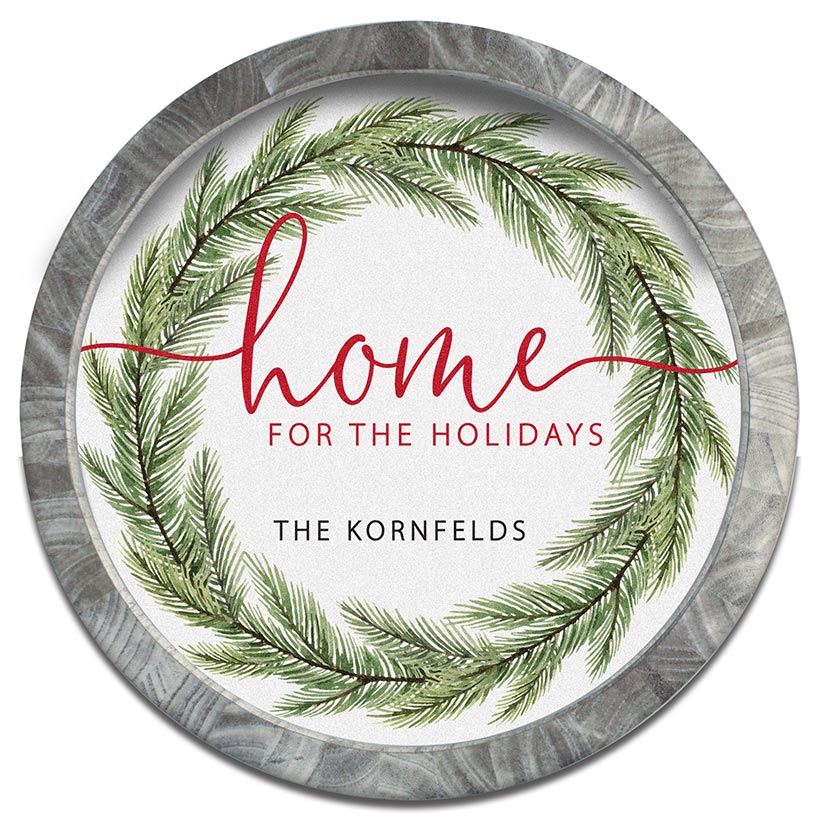 Personalized Christmas Wall Sign Pine Branches