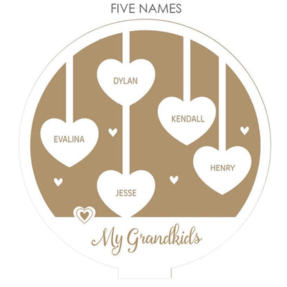 Personalized Hanging Hearts Wood Plaque with Base