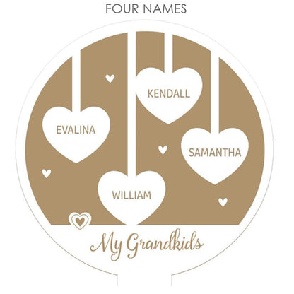 Personalized Hanging Hearts Wood Plaque with Base