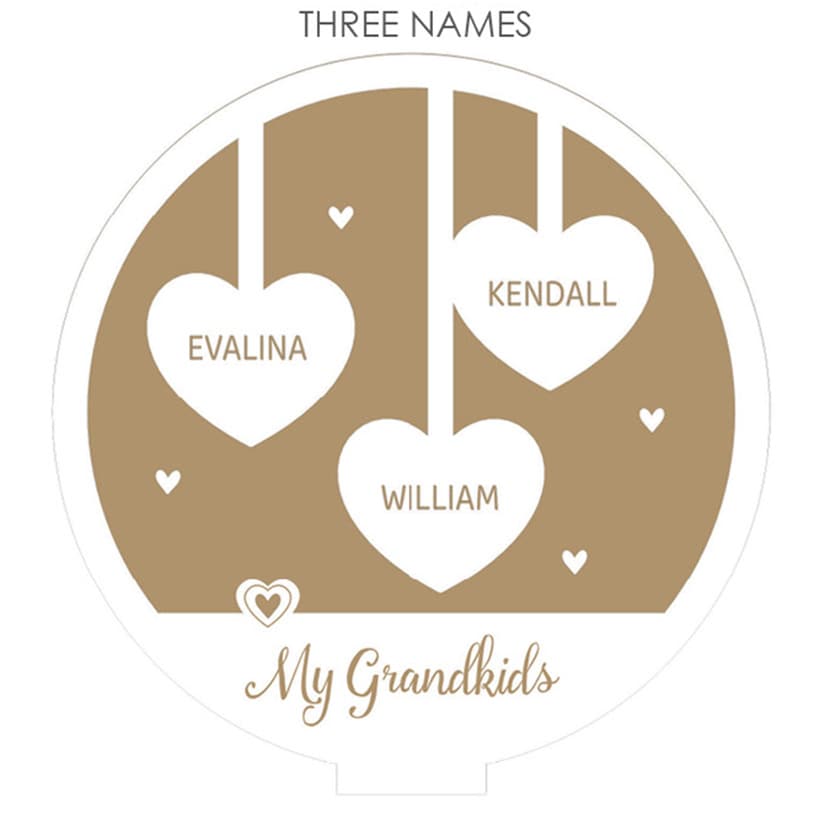 Personalized Hanging Hearts Wood Plaque with Base