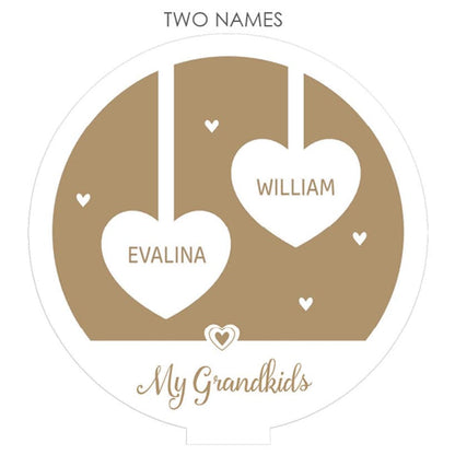 Personalized Hanging Hearts Wood Plaque with Base