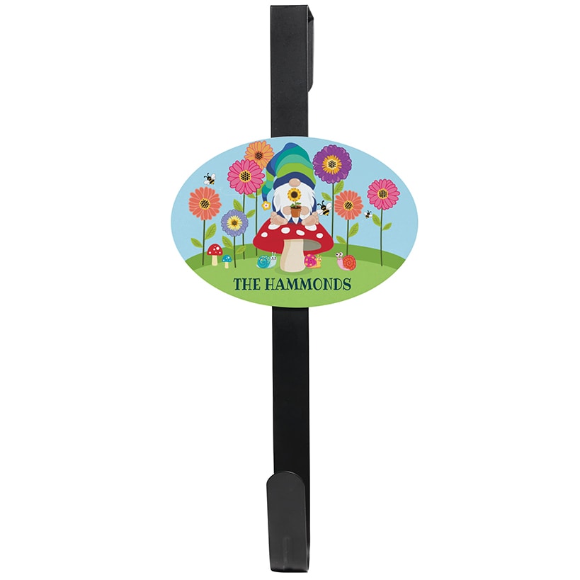 Personalized Floral Gnome Wreath Door Hanger or Oval Plaque#select-item_wreath-door-hanger