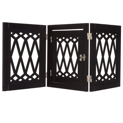 Diamond-Cut Design Pet Gate with Door