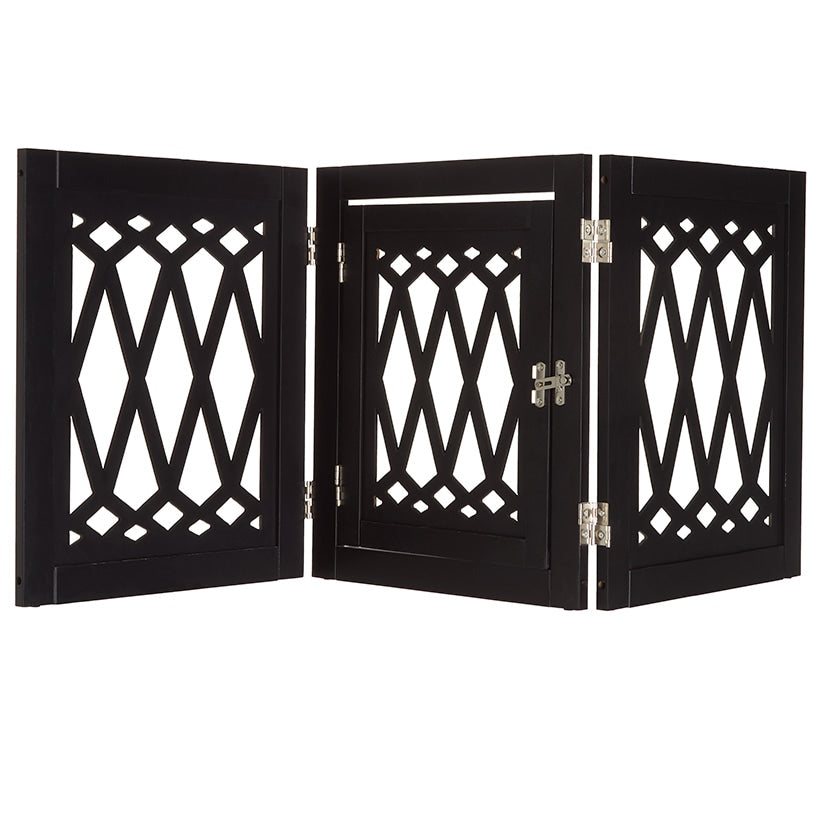 Diamond-Cut Design Pet Gate with Door