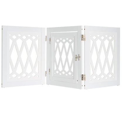 Diamond-Cut Design Pet Gate with Door