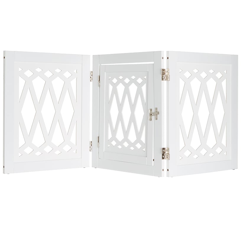 Diamond-Cut Design Pet Gate with Door