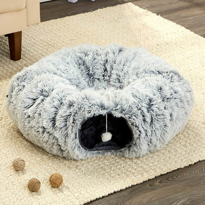 Round Cat Tunnel with Soft Cat Bed Non-Slip Versatile Configurations