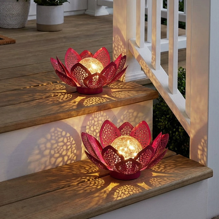 Pink Filigree Flower Solar Gazing Ball | The Lakeside Collection