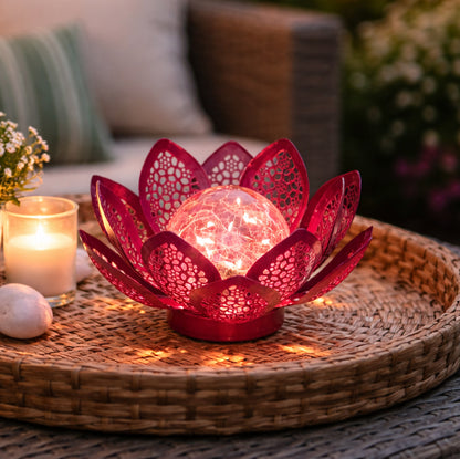 Pink Filigree Flower Solar Gazing Ball