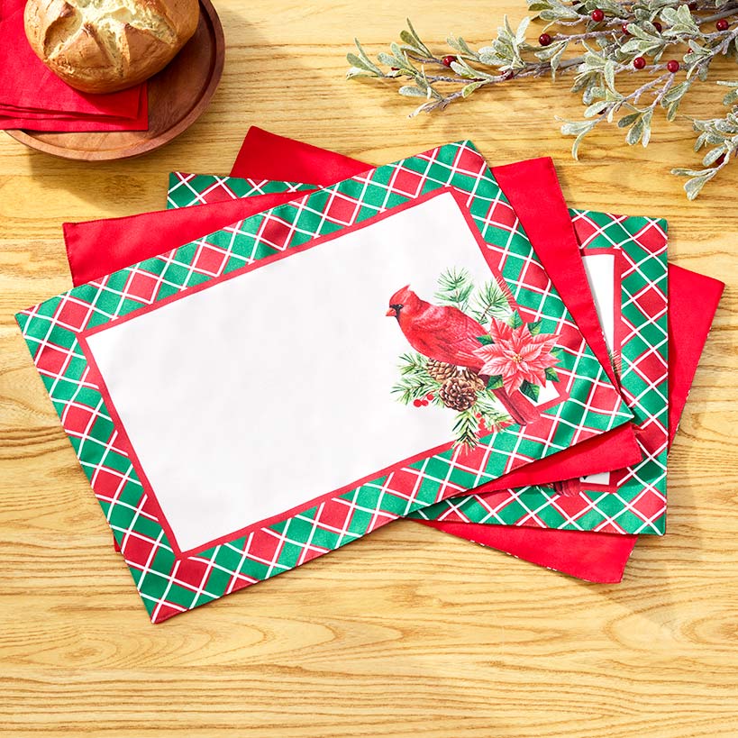 Plaid Cardinal Table Runner or Set of 4 Placemats#select-item_set-of-4-placemats