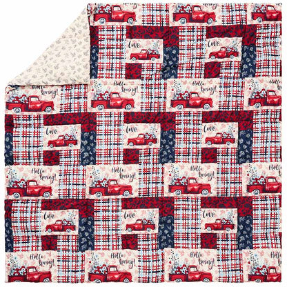 Summer Plaid Truck Complete Comforter Set with Sheets