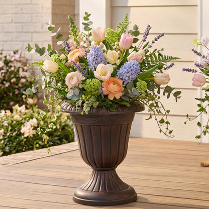 Plastic Urn Planter in White-Gold or Black-Copper