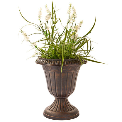 Plastic Urn Planter in White-Gold or Black-Copper