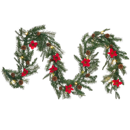 Lighted Poinsettia Greenery - Garland or Wreath