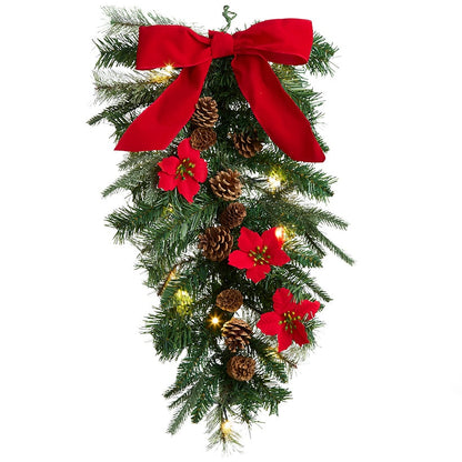 Lighted Poinsettia Greenery - Garland or Wreath