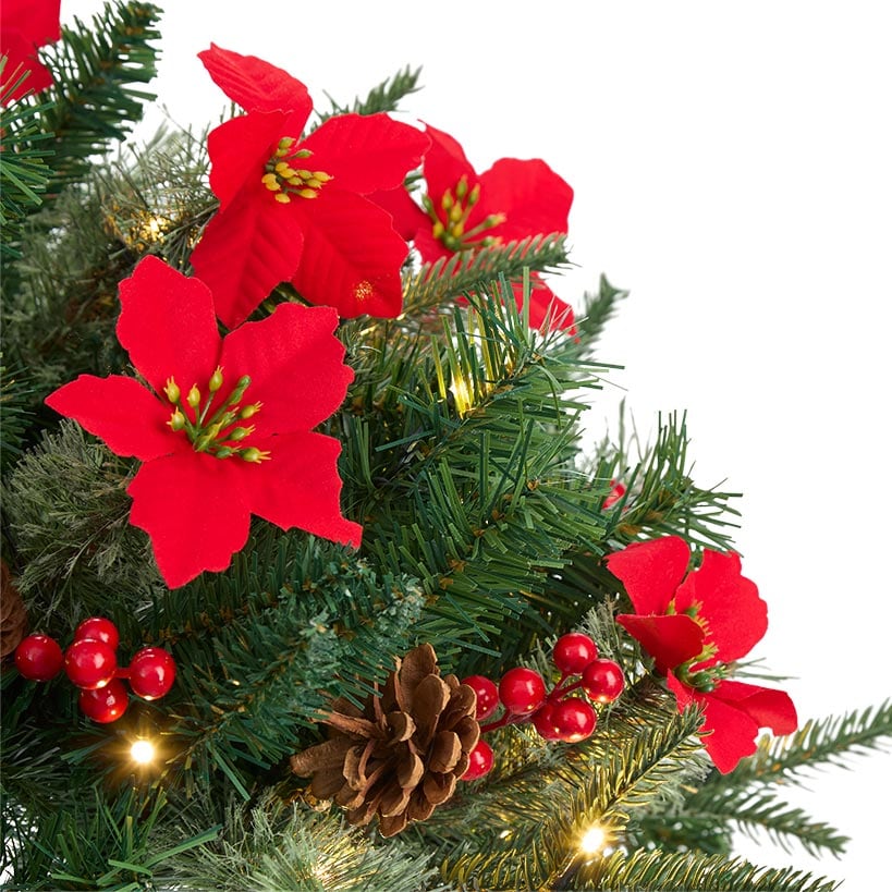 Lighted Poinsettia Greenery - Garland or Wreath