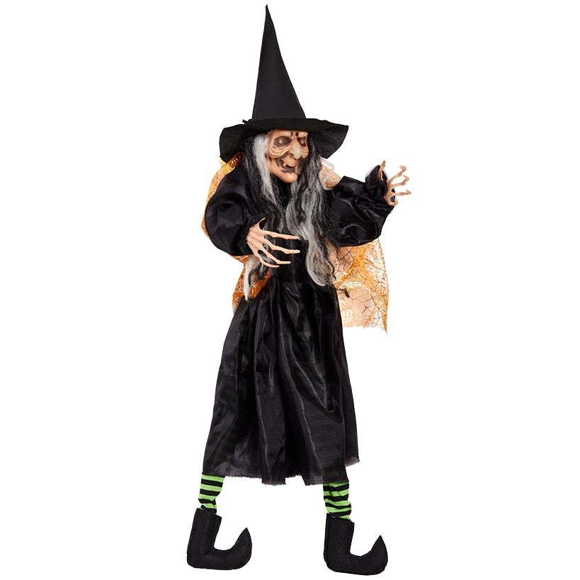 Halloween Witch Fully Poseable With Green, Orange, or Purple Cape#select-color_orange