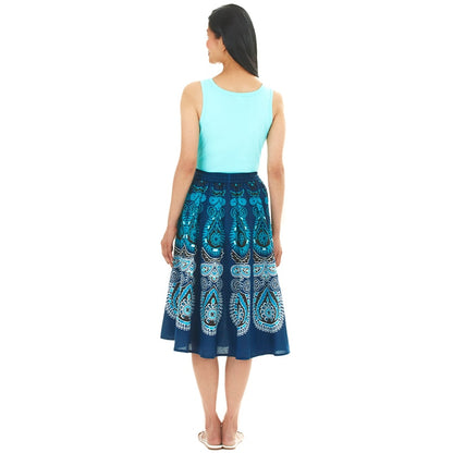 Women's Midi Circle Skirt in Paisley Print